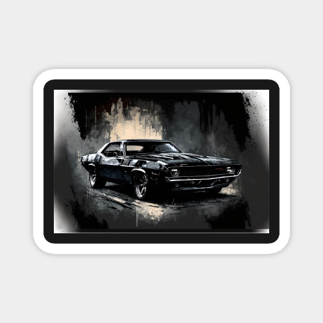 Revved Up: Black Muscle Car 1 of 4 Magnet by PixelProphets