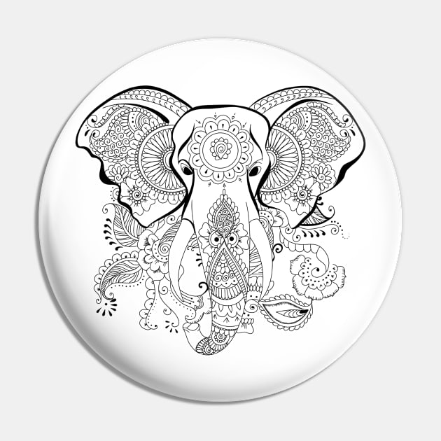 Mandala Elephant Pin by JixelPatterns