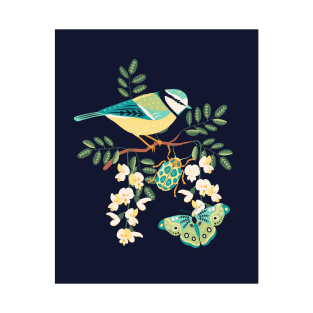 Blue Tit and Butterfly 2 T-Shirt