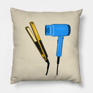 Hair dryer & hair straightener illustration Pillow