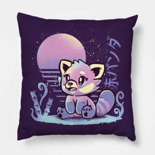 RetroWave Red Panda Pillow