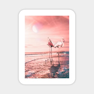 Surfing Flamingos Magnet