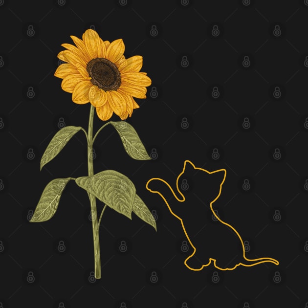 Cute Sunflower Cat by TeddyTees