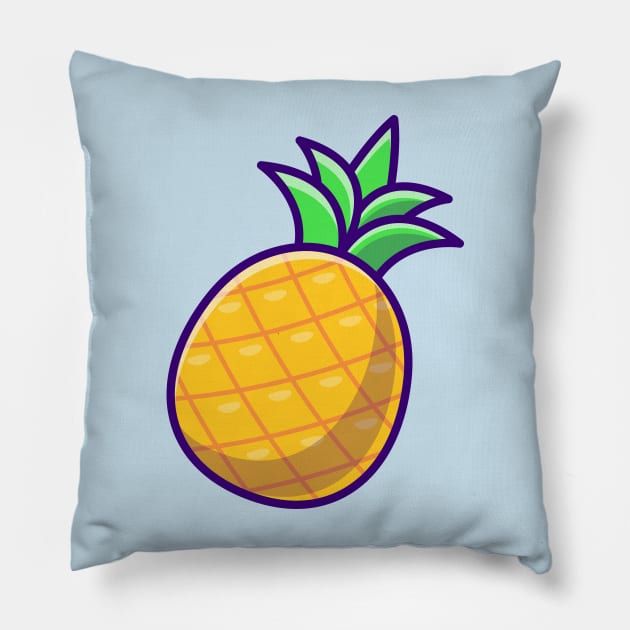 Pineapple Fruit Cartoon Pillow by Catalyst Labs