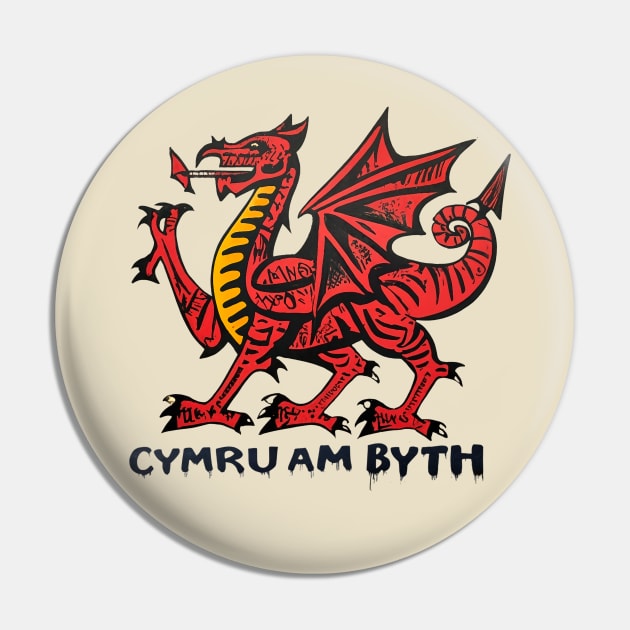 Welsh Dragon Cymru am Byth Pin by Teessential