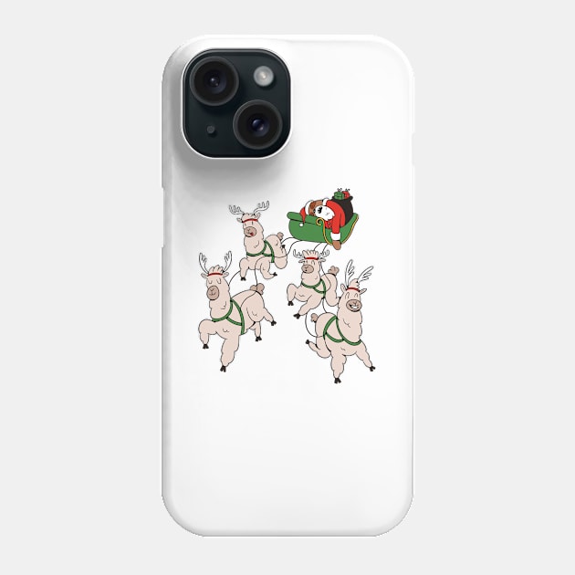 Napping Christmas Sloth & Llamas on Santa's Sleigh Phone Case by tobzz