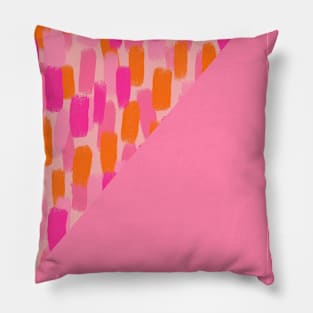 Pink and Orange Brush Stroke Colour Block Pillow