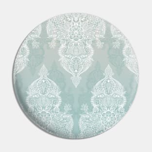 Lace & Shadows - soft sage grey & white Moroccan doodle Pin
