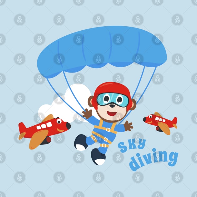 Vector illustration of a cute skydiver by KIDS APPAREL