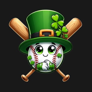 Kids Baseball St Patricks Day Shirt Ball Leprechaun Catcher T-Shirt