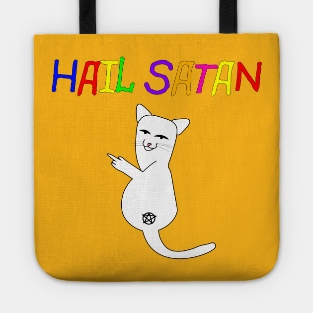 Hail Satan Middle Finger Cat Middle Finger Cat Tote Bag