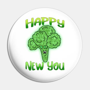 HAPPY New Year Healthy Funny Broccoli Pin