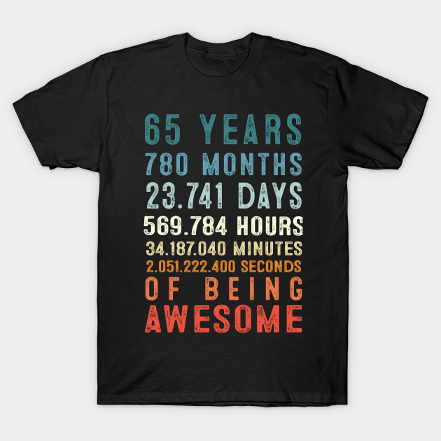 65 Years 780 Months Of Being Awesome Funny Birthday Gift - 65th ...