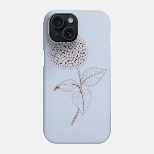 Hydrangea flower botanical line drawing in light blue Phone Case