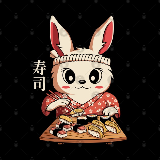 Kawaii Bunny Eating Japanese Sushi Anime Gift by HCMGift