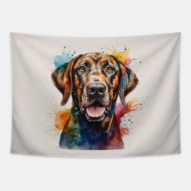 Plott Hound Bright Watercolor Painting Tapestry by nonbeenarydesigns