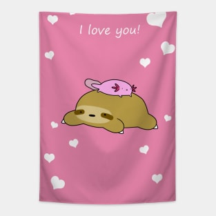 I Love You - Axolotl and Sloth Tapestry