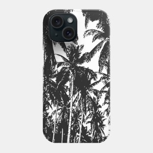 Palm Trees Design as Silhouette Effect in Black and White Phone Case