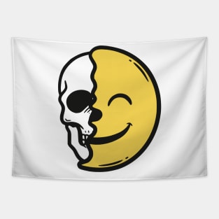 Skull and Smile Emoticon Tapestry