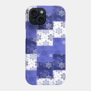 Christmas snow. Patchwork Blue Phone Case