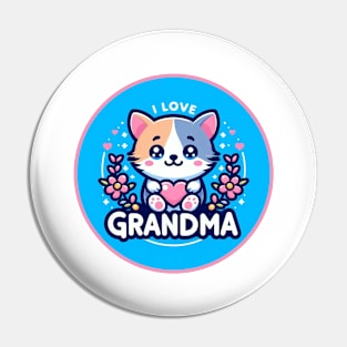 I Love Grandma Cat Logo Pin