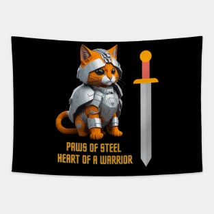 Cat in armor art Tapestry