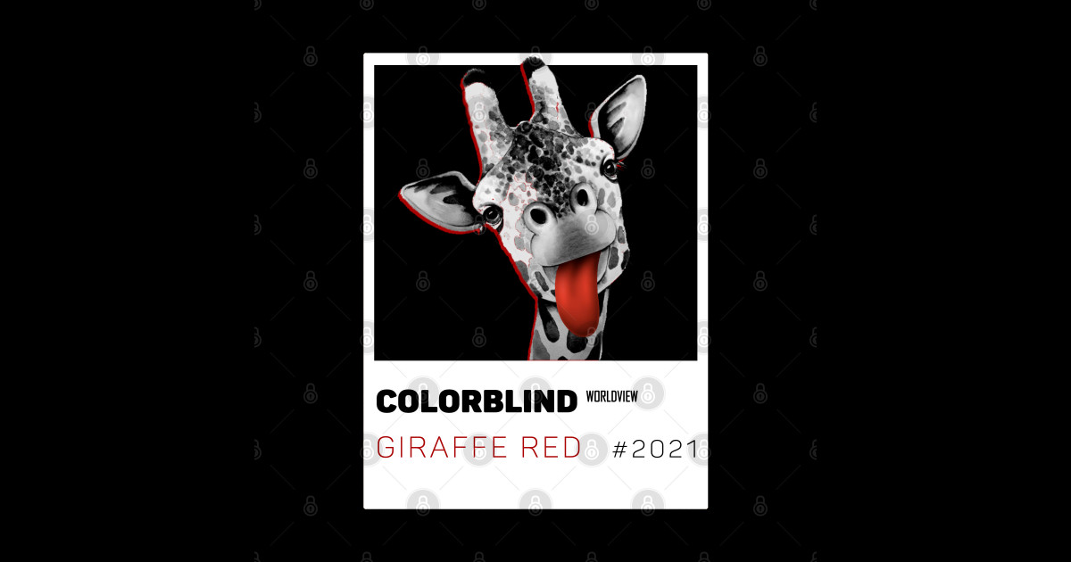GIRAFFE RED white card by COLORBLIND WorldView Giraffe Sticker