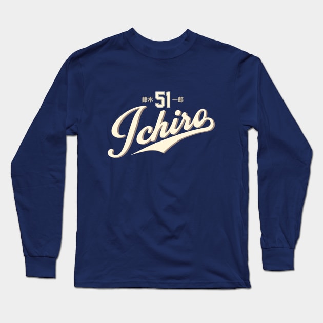 Men's Ichiro Suzuki Seattle Mariners Backer Long Sleeve T-Shirt - Navy