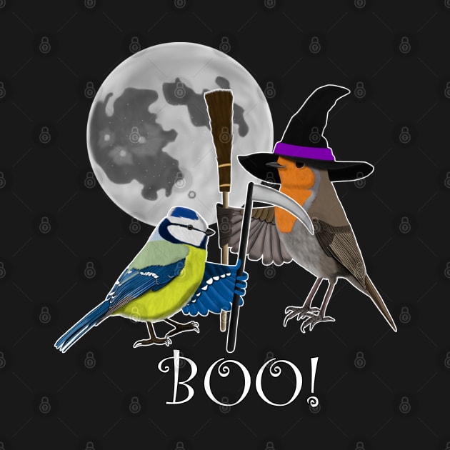 Robin Witch Blue Tit Scythe Bird Funny Halloween Ornithologist Gift by jzbirds