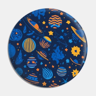 Starry Night Planet Pattern Design for Space Lovers Pin