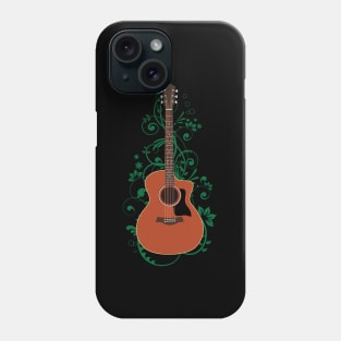 Mahogany Auditorium Acoustic Guitar Flowering Vines Phone Case