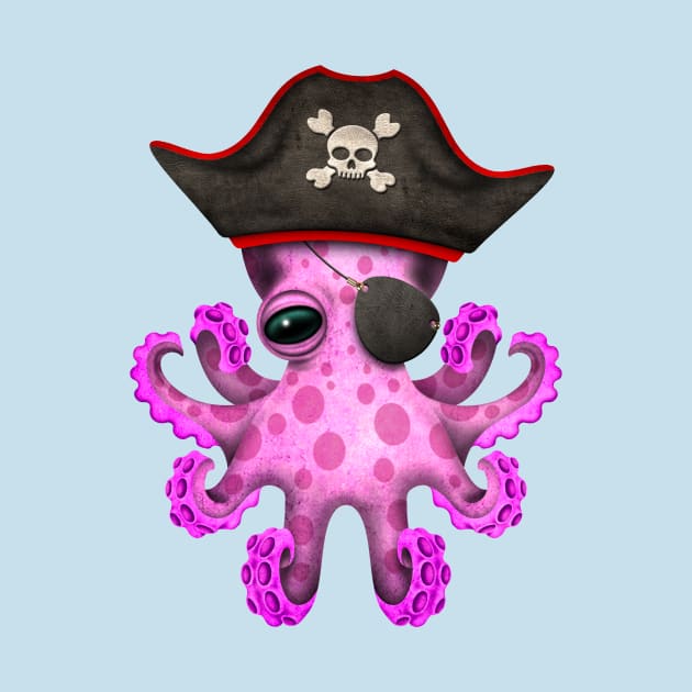 Cute Pink Baby Octopus Pirate by jeffbartels