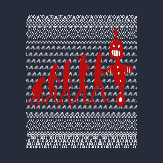 Robot Evolution Ugly Christmas Sweater Design by Eric03091978