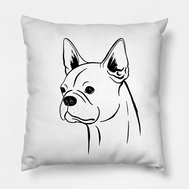 Boston Terrier (Black and White) Pillow by illucalliart