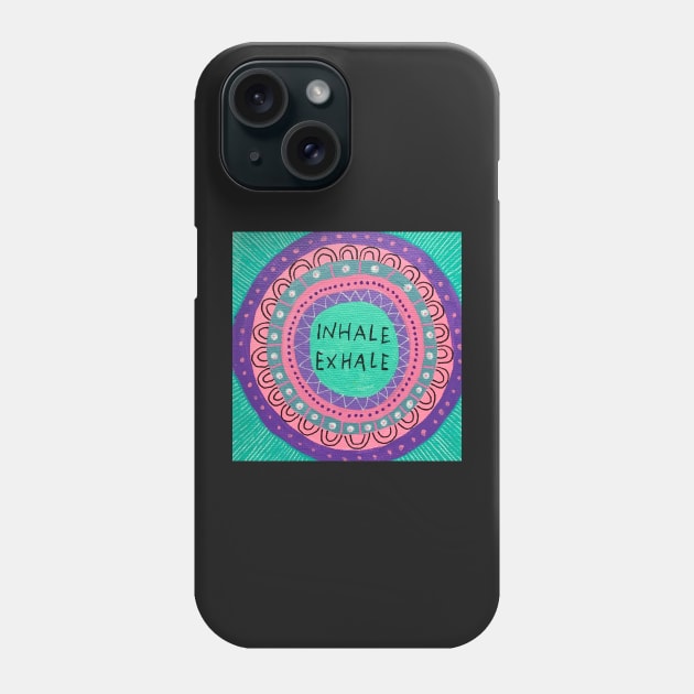 Pink Inhale Exhale Mandala Phone Case by MyCraftyNell