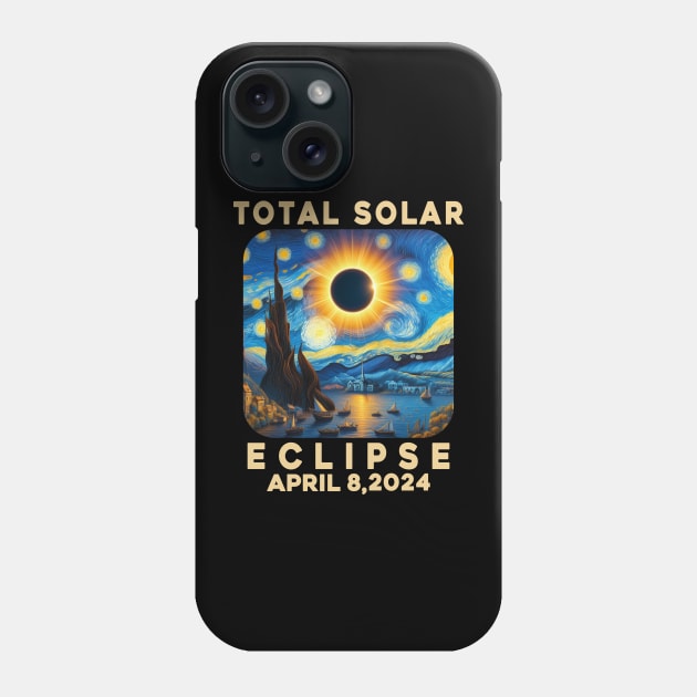 Van Gogh Starry Night Total Solar Eclipse April 8 2024 - Eclipse Shirt 2024 - Astronomy Gift Solar Eclipse Phone Case by aesthetice1