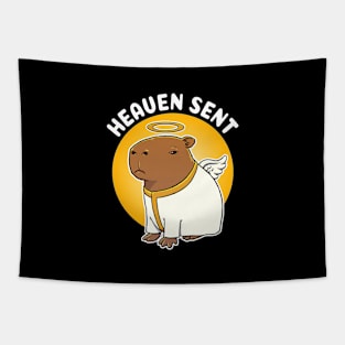 Heaven Sent Capybara Angel Cartoon Tapestry