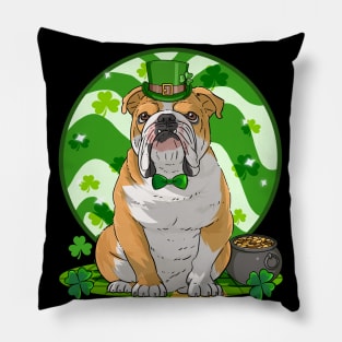 English Bulldog Dog St Patricks Day Irish Leprechaun Pillow