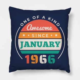 Retro Awesome Since January 1966 Birthday Vintage Bday 1966 Pillow