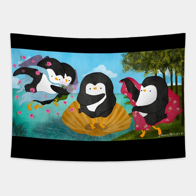 The Birth of Venus Penguin Tapestry by thepenguinsfamily