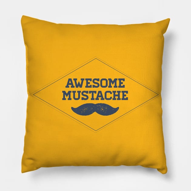 Awesome Mustache (dark) Pillow by mikevotava