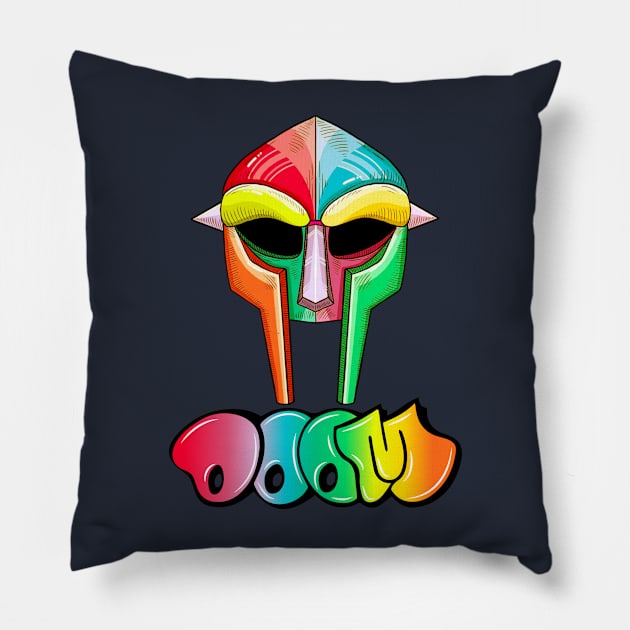 Colorful MF Doom Pillow by Juancuan