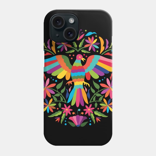 Mexican Otomí Circle Design (Black Background) Phone Case by Akbaly