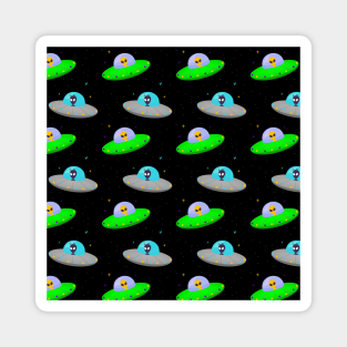 UFO Pattern Digital Art Magnet