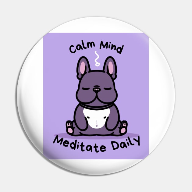 Kawaii Cute Yoga Meditating bullgo Pin by AdaMazingDesign