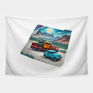 Truck Road Car Road Vintage Since Retro Tapestry