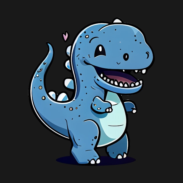 Happy Blue Dinosaur by Trendy Tshirts