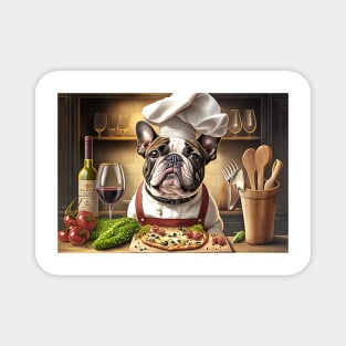 French Bulldog Pizza Chef Greeting Card Magnet