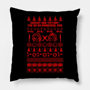 Chucky and Tiffany Ho Ho Holiday Sweater Pillow