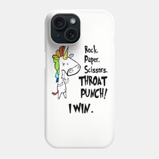 Rock Paper Scissors Throat Punch I Will Unicorn Phone Case